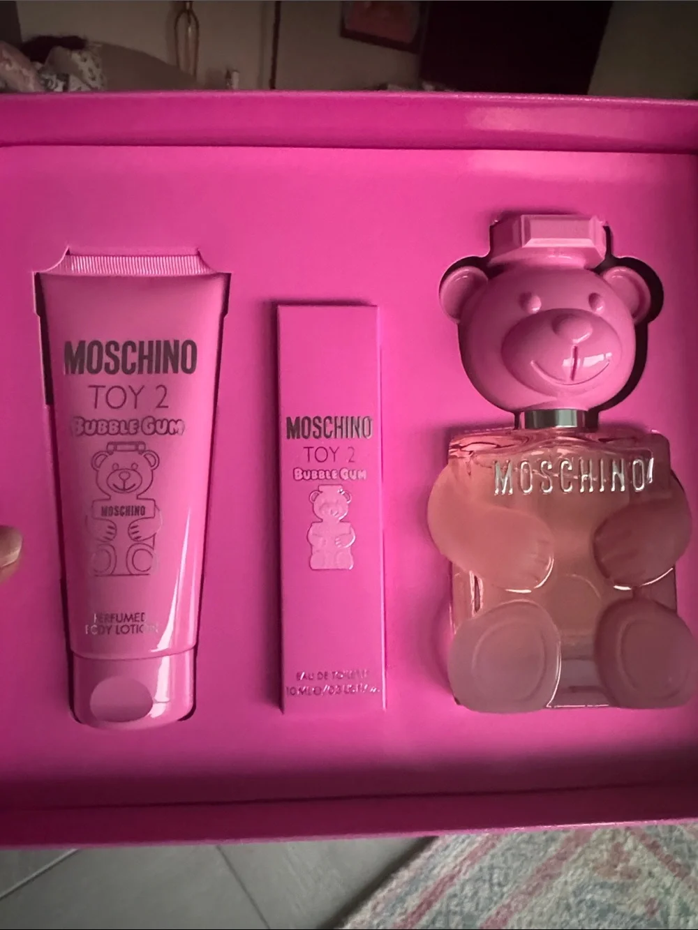 Moschino Pink Toy 2 Bubble Gum 3 Piece Gift Set New